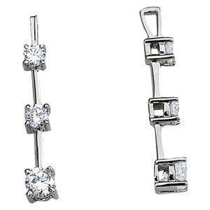 18K White Gold 1 CT Diamond Three-Stone Pendant
