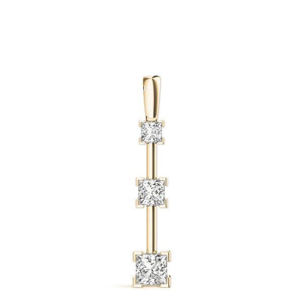 14K Yellow Gold 1 1/3 ct tw Three Stone Diamond Pendant