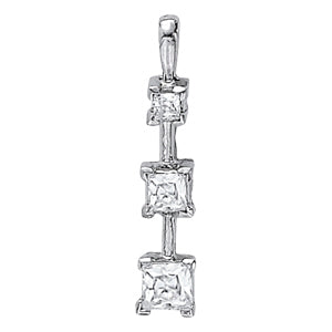 18K White Gold 1.33ctw Square Diamond Pendant