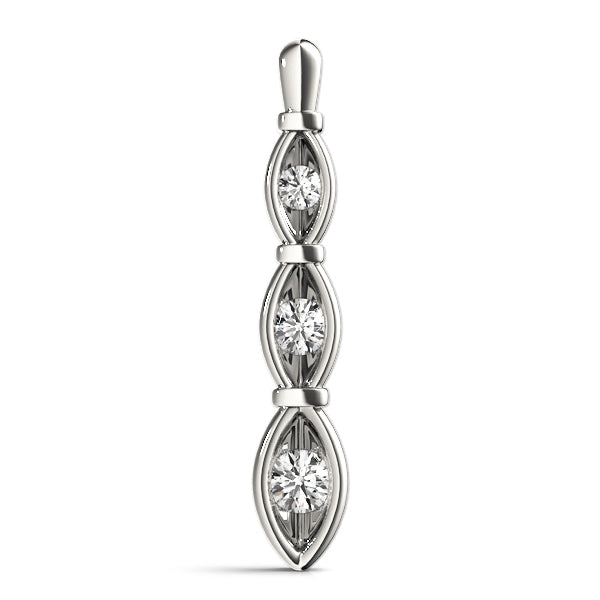 18K White Gold 1/2 CT Diamond Three Stone Pendant