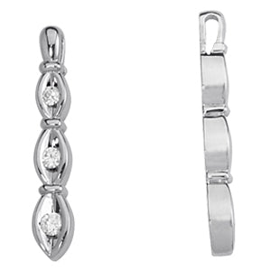 14K White Gold Diamond Three Stone Pendant Necklace