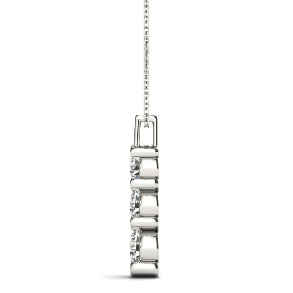 18K White Gold 1 ct Diamond Three-Stone Pendant