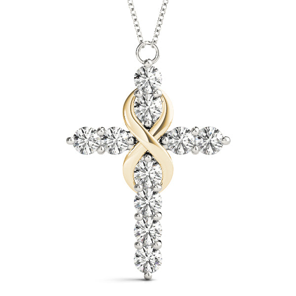18K Yellow Gold 1ct Diamond Cross Pendant