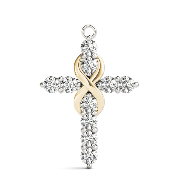 18K Yellow Gold 1ct Diamond Cross Pendant