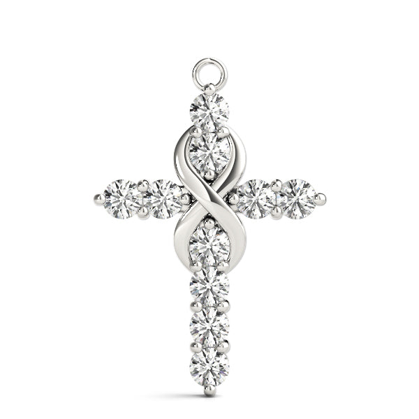Platinum 1ctw Round Diamond Fashion Cross Pendant