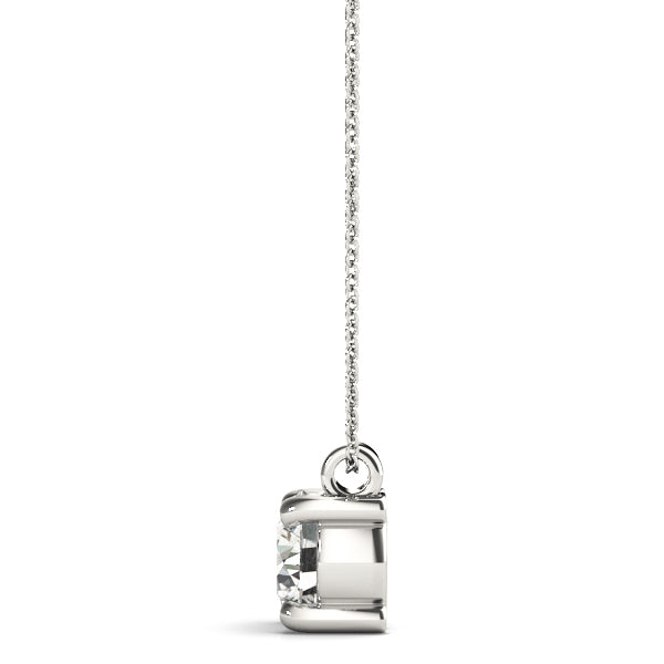 18K White Gold 1 ct Round Diamond Pendant Necklace