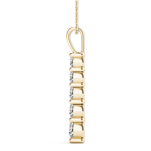 18K Yellow Gold Round Diamond Fashion Pendant