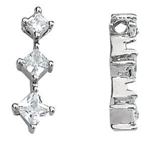 1 CT Platinum Square Diamond Three Stone Pendant