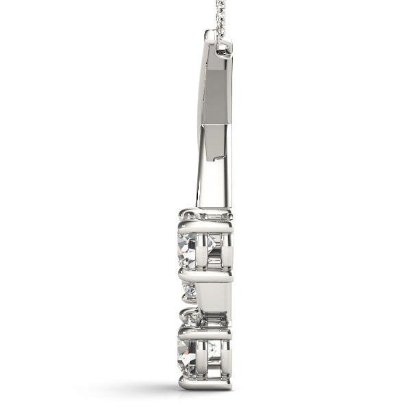18K White Gold 1 ct Diamond Three-Stone Pendant Necklace