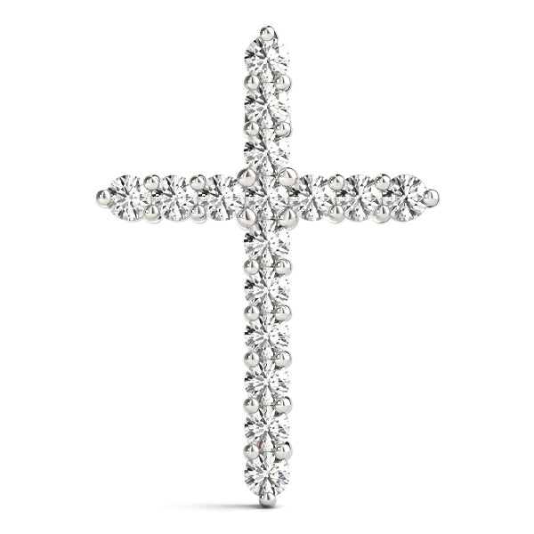 14K White Gold Diamond Cross Pendant