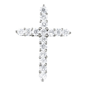 14K White Gold Diamond Cross Pendant