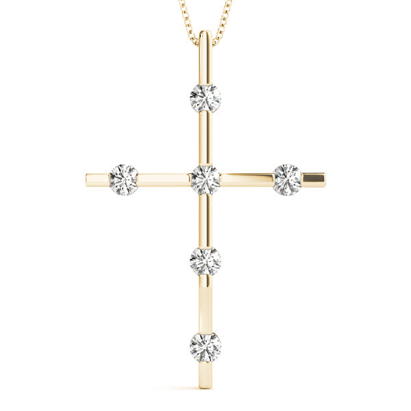 18K Yellow Gold Round Diamond Fashion Pendant