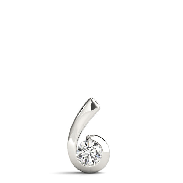 14K White Gold Round Diamond Solitaire Pendant