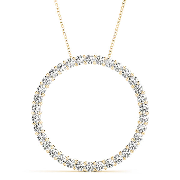 18K Yellow Gold Round Diamond Circle Pendant