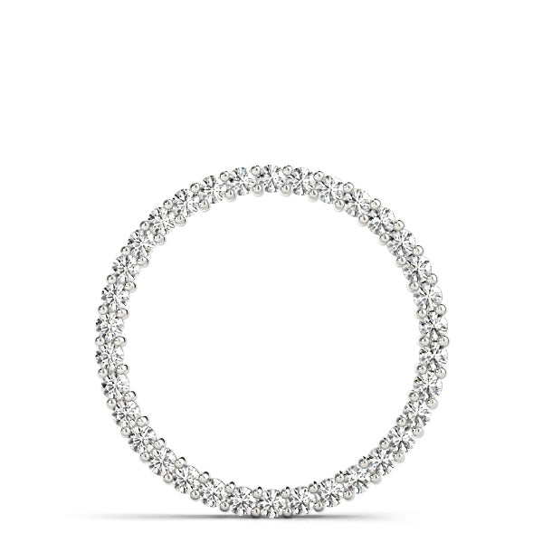 14K White Gold Round Diamond Circle Pendant