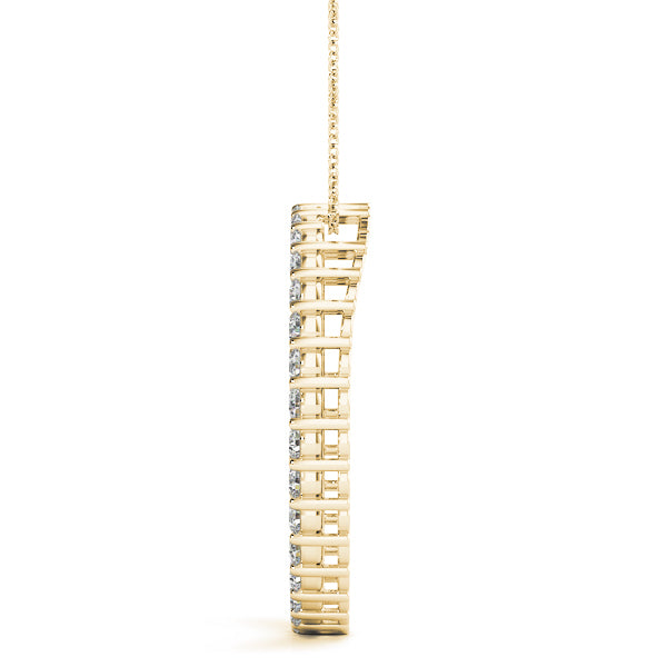 14K Yellow Gold Round Diamond Circle Pendant