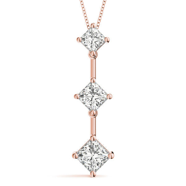 18K Rose Gold 1 ct Diamond Three-Stone Pendant