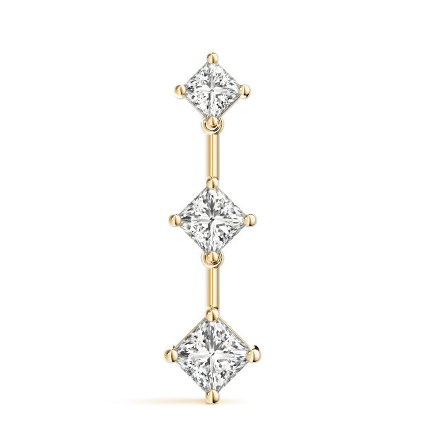 18K Yellow Gold Square Diamond Three-Stone Pendant
