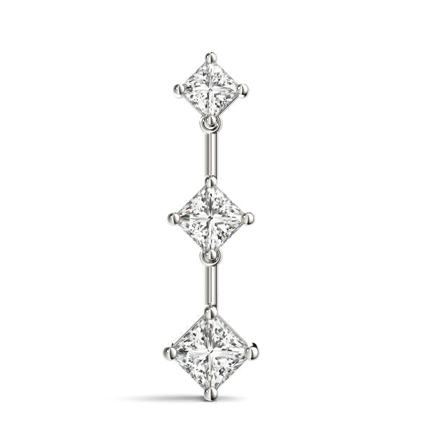 Platinum 1 CT Square Diamond Three Stone Pendant