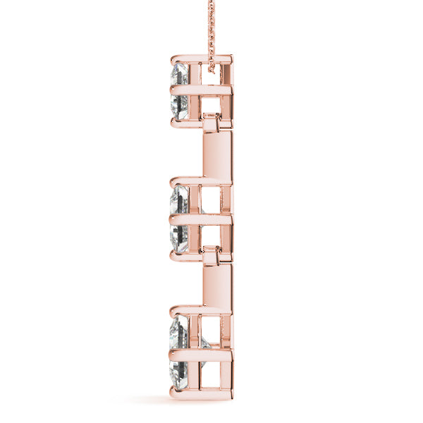 14K Rose Gold 1 CT Diamond Three-Stone Square Pendant