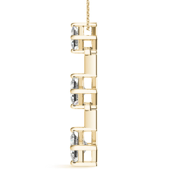 18K Yellow Gold Square Diamond Three-Stone Pendant