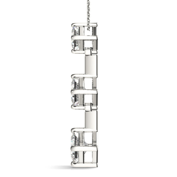 Platinum 1 CT Square Diamond Three Stone Pendant