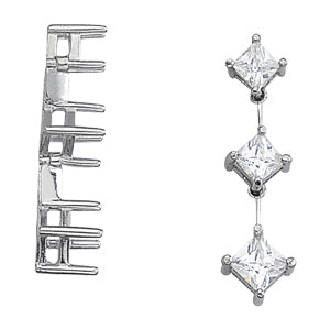 18K White Gold Square Diamond 3-Stone Pendant