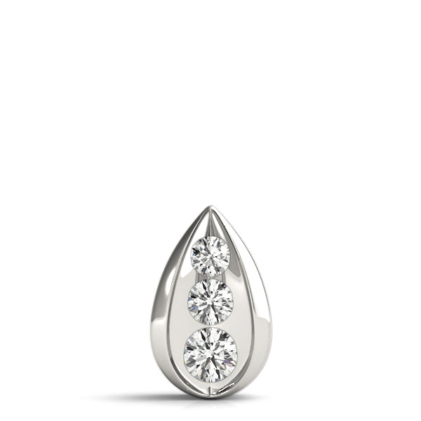 18K White Gold 1 ct Diamond Three Stone Pendant