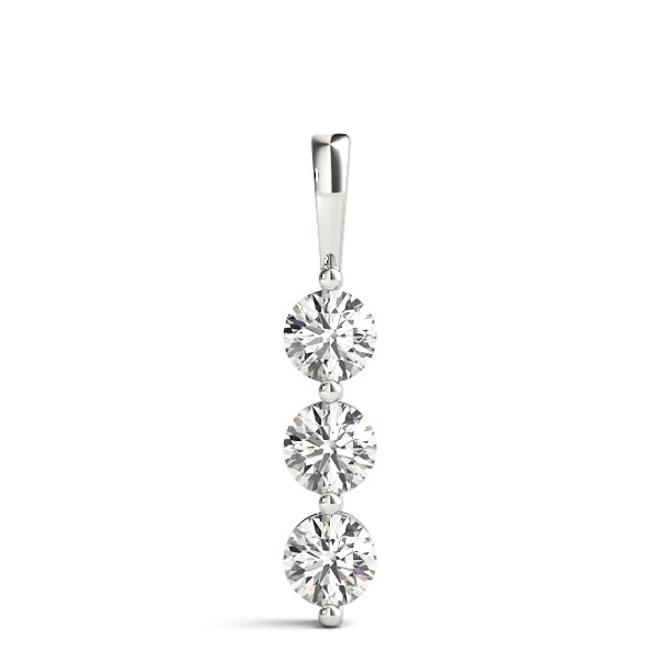 14K White Gold 3-Stone Diamond Pendant