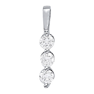 14K White Gold 3-Stone Diamond Pendant