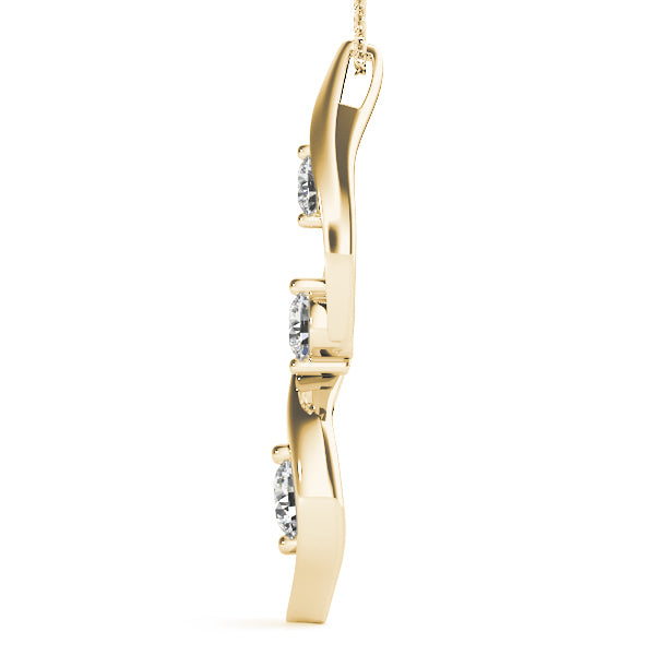 18K Yellow Gold 1/2 ct Diamond Three-Stone Pendant
