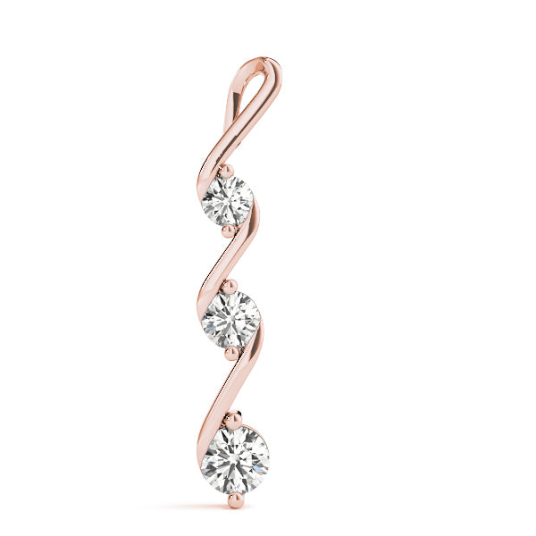 Rose Gold 1/2 ct Diamond Three-Stone Pendant Necklace