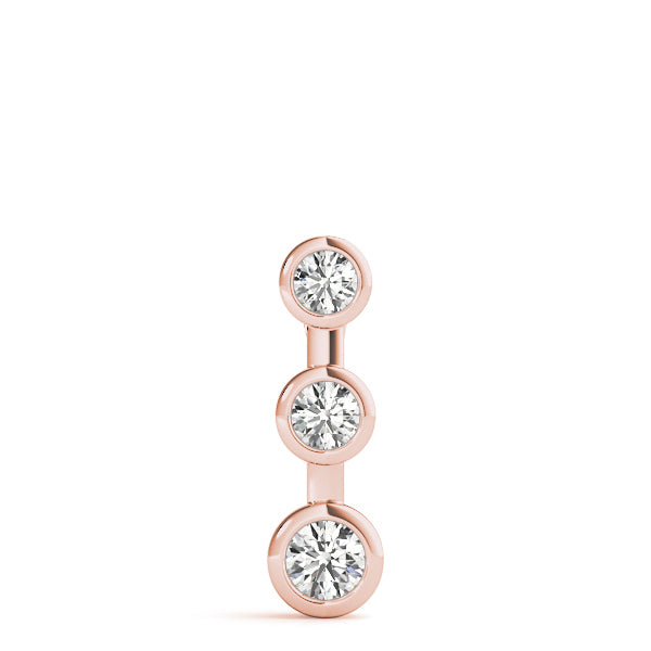 18K Rose Gold 1/2 ct Diamond Three-Stone Pendant Necklace