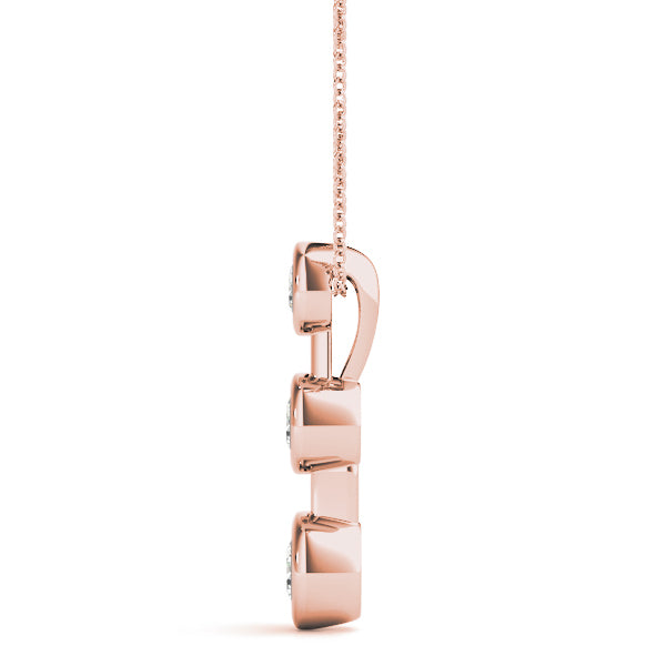 18K Rose Gold 1/2 ct Diamond Three-Stone Pendant Necklace