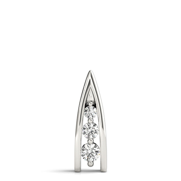 14K White Gold 1/2 ct Diamond Three-Stone Pendant