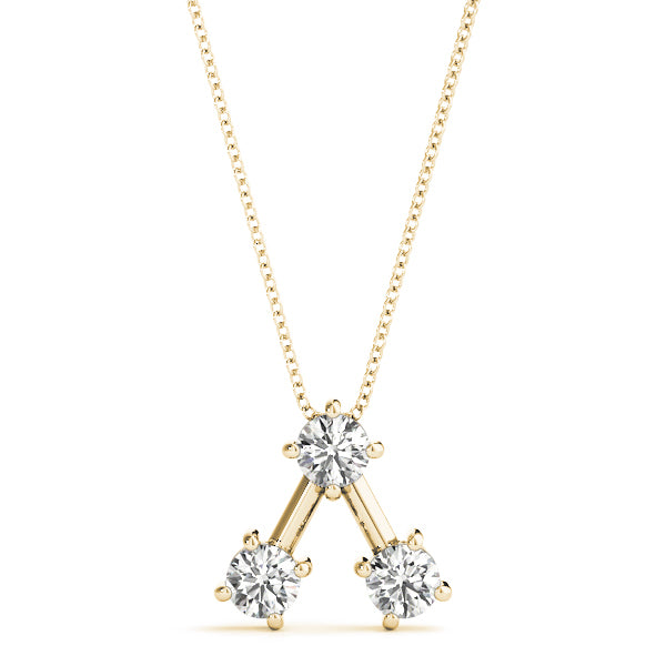 18K Yellow Gold 3-Stone Diamond Pendant