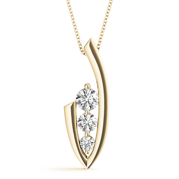 18K Yellow Gold 1/2 CT Diamond Three Stone Pendant