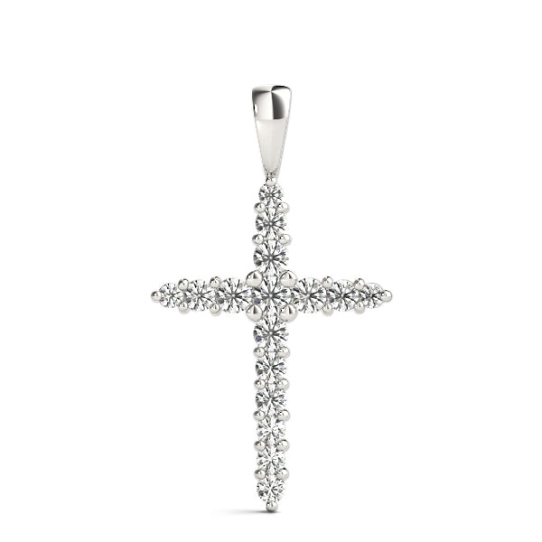 18K White Gold Diamond Cross Pendant