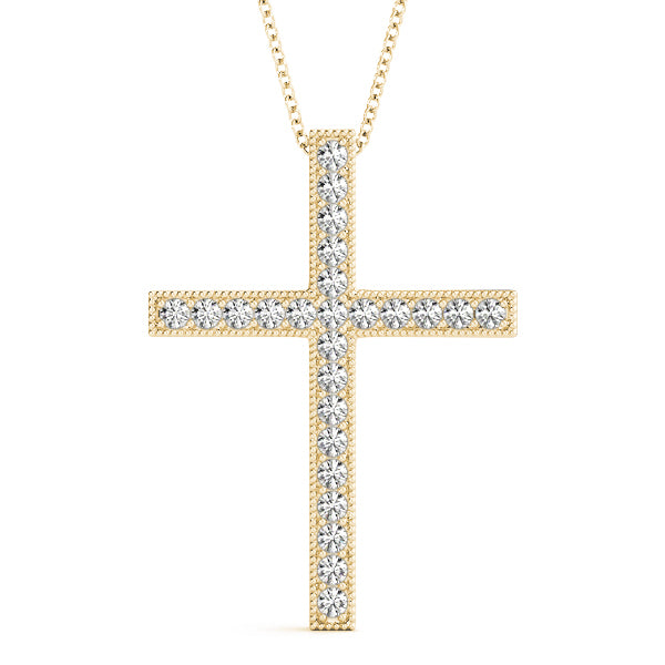 18K Yellow Gold Diamond Cross Pendant