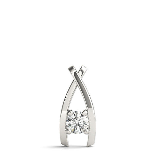 14K White Gold 1/3 CT Round Diamond Pendant Necklace