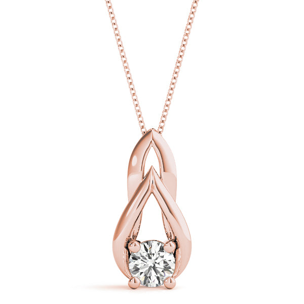 18K Rose Gold 1/3 CT Diamond Solitaire Pendant Necklace