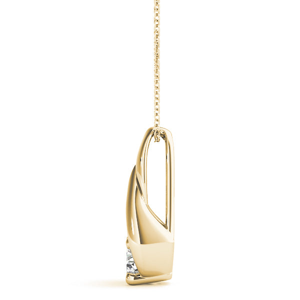 14K Yellow Gold Round Diamond Solitaire Pendant