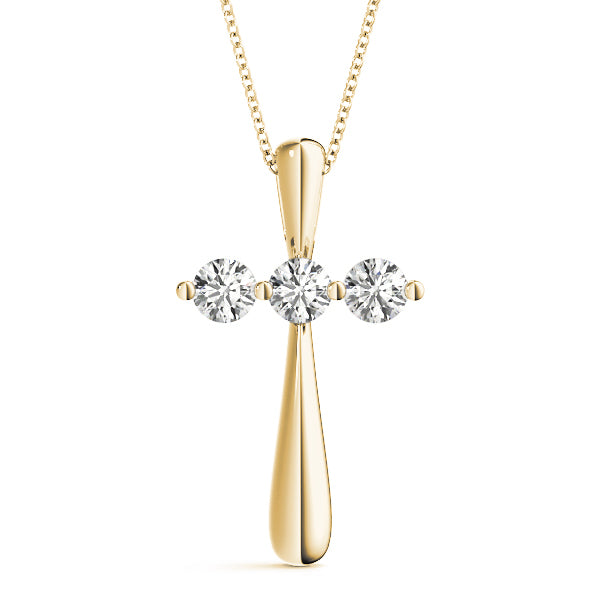 18K Yellow Gold Multi-Diamond Fashion Cross Pendant