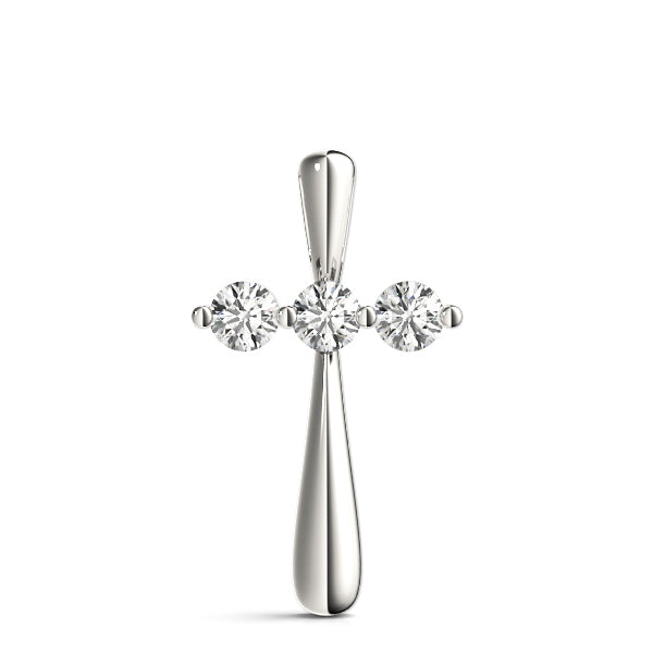 Platinum Round Diamond Fashion Cross Pendant