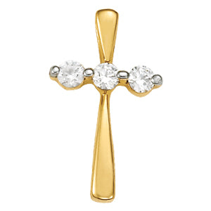 White Gold Diamond Cross Pendant - Religious Jewelry