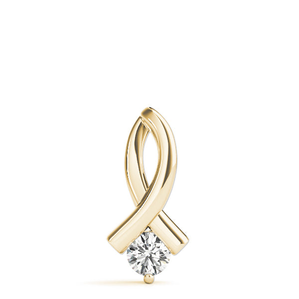 18K Yellow Gold Round Diamond Solitaire Pendant