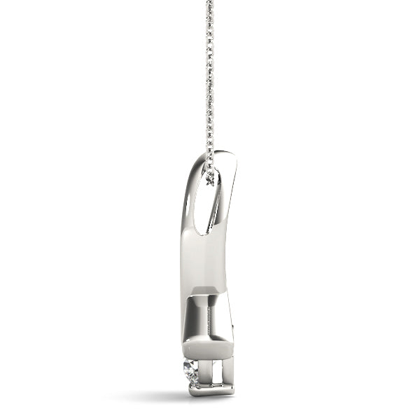 14K White Gold Round Diamond Solitaire Pendant