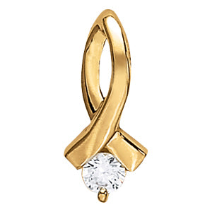 14K White Gold Round Diamond Solitaire Pendant