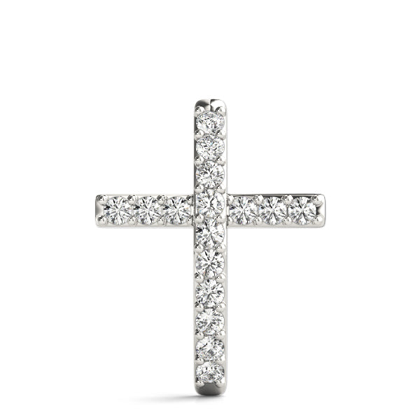 18K White Gold Diamond Cross Pendant