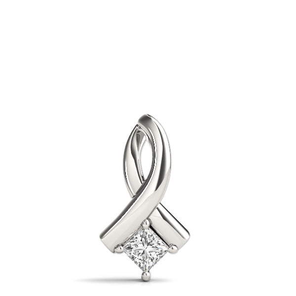 18K White Gold Square Diamond Solitaire Pendant